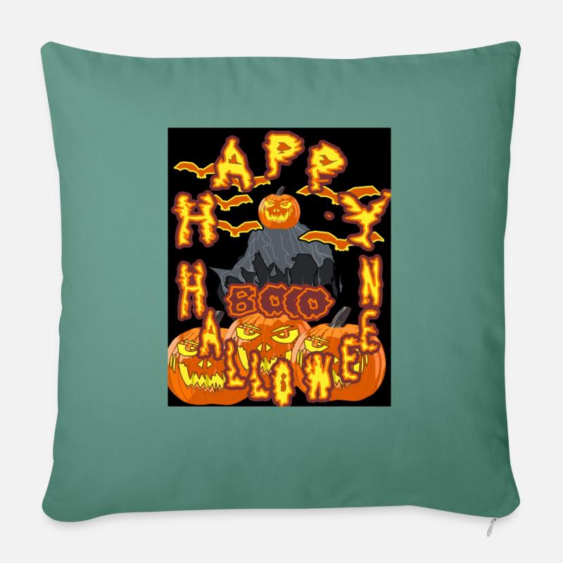 Bo, happy Halloween mit Master Kürbis - Sofakissenbezug 45 x 45 cm - Tanngrün