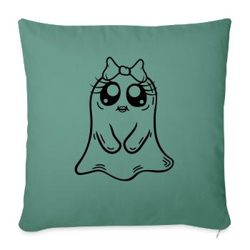 Mignonne petite fille fantôme - Housse de coussin décorative 45 x 45 cm - vert sapin - Devant