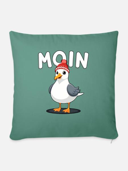 Moin Möwe - Sofakissenbezug 45 x 45 cm - Tanngrün