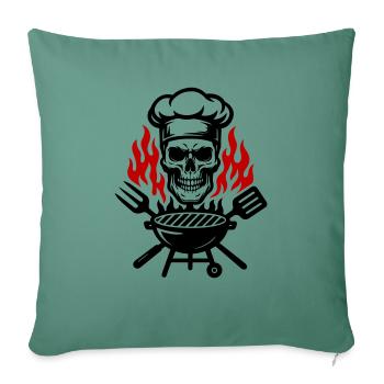 Grill Skull Chef Grilling - Sofa pillowcase 17,3'' x 17,3'' (45 x 45 cm) - cypress green - Front