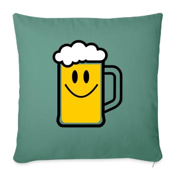 Bier-Gesicht - Sofakissenbezug 45 x 45 cm - Tanngrün - Vorne