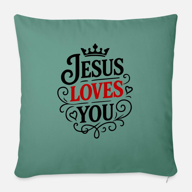 Jesus Liebt dich - Sofakissenbezug 45 x 45 cm - Tanngrün