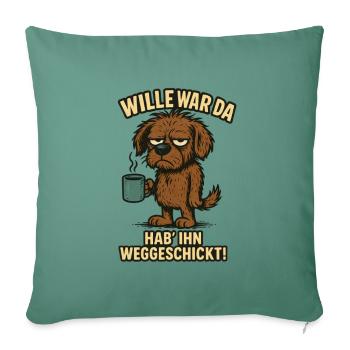 Le testament était là Drôle de chien dans le bureau - Housse de coussin décorative 45 x 45 cm - vert sapin - Devant
