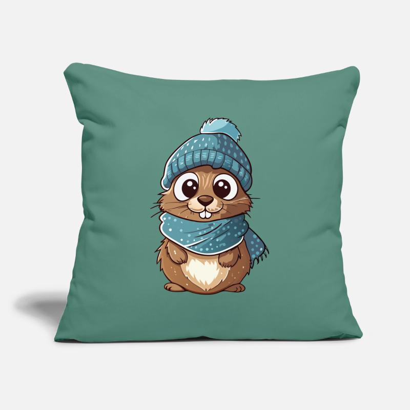 Cute gopher with scarf and bobble hat. Sofa pillowcase 17,3'' x 17,3'' (45 x 45 cm)