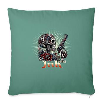 "Eternal Rebel: The Art of Immortality" - Sofa pillowcase 17,3'' x 17,3'' (45 x 45 cm) - cypress green - Front