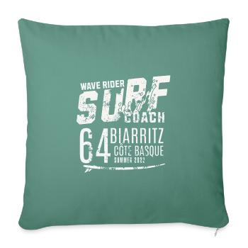Surf coach wave rider Biarritz - Housse de coussin décorative 45 x 45 cm - vert sapin - Devant