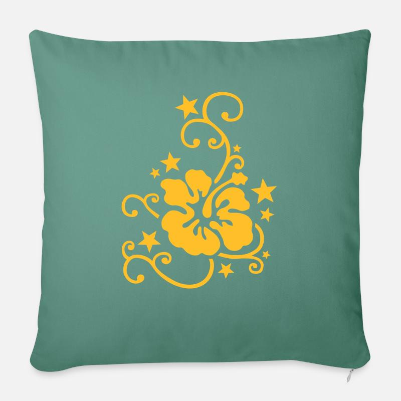 Blume & Sterne 02 - Sofakissenbezug 45 x 45 cm - Tanngrün