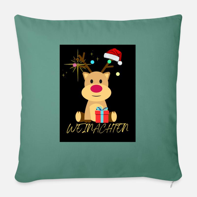 Weihnachten Rentier - Sofakissenbezug 45 x 45 cm - Tanngrün