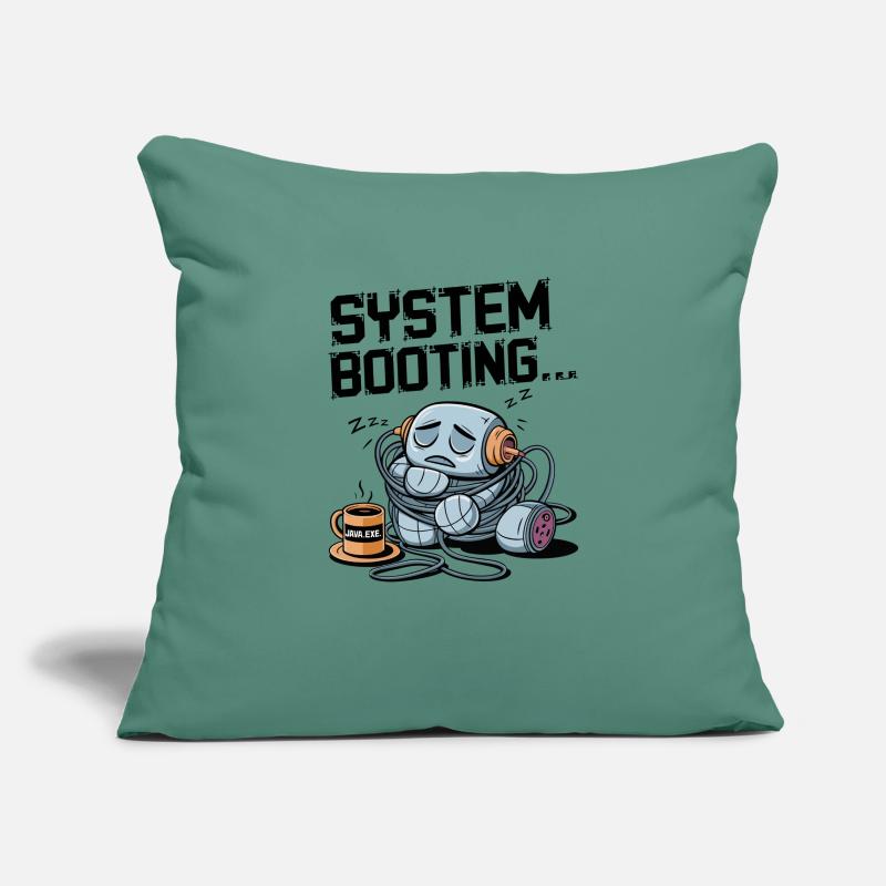 Sleepy Robot Booting with Java.exe Coffee – Funny Sofa pillowcase 17,3'' x 17,3'' (45 x 45 cm)