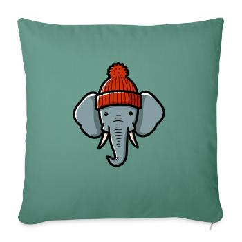 Winter Pachyderm Elephant Head Beanie Hat - Sofa pillowcase 17,3'' x 17,3'' (45 x 45 cm) - cypress green - Front