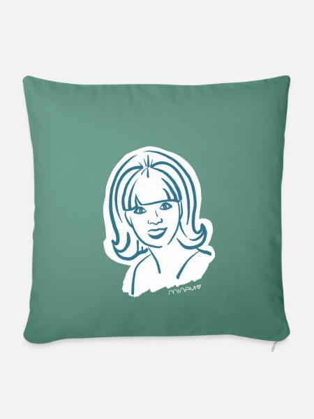 60er Jahre / Frau Porträt / Frauenpower / minavi - Sofakissenbezug 45 x 45 cm - Tanngrün