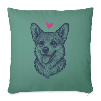 Corgi – Short-legged, charming & loyal to the king - Sofa pillowcase 17,3'' x 17,3'' (45 x 45 cm) - cypress green - Front