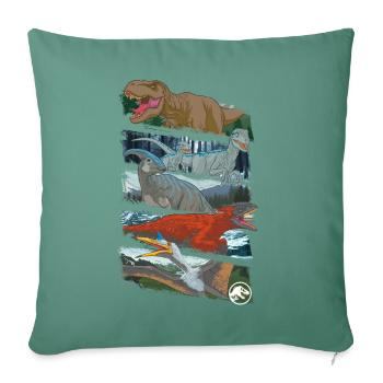 Jurassic World Verschiedene Dinosaurier - Sofakissenbezug 45 x 45 cm - Tanngrün - Vorne