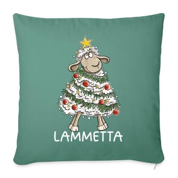 Lammetta Schaf I Weihnachten Lametta Wortspiel - Sofakissenbezug 45 x 45 cm - Tanngrün - Vorne