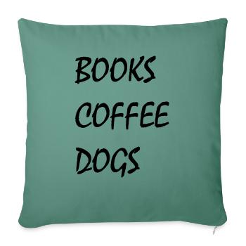 Bücher Kaffee Hunde - Sofakissenbezug 45 x 45 cm - Tanngrün - Vorne