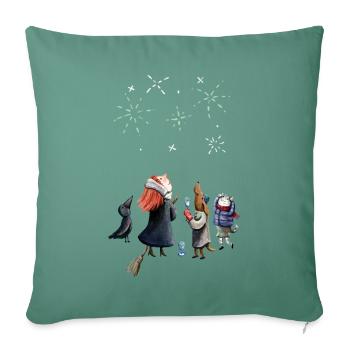 Happy Holidays Tiere und Hexe - Sofakissenbezug 45 x 45 cm - Tanngrün - Vorne