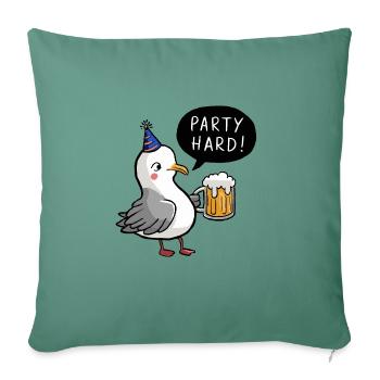 Party Hard Nordsee Möwe Hut Bier Feier Geburtstag - Sofakissenbezug 45 x 45 cm - Tanngrün - Vorne