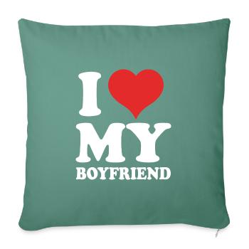 J’aime mon petit ami - Housse de coussin décorative 45 x 45 cm - vert sapin - Devant