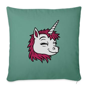 Head happy comic unicorn - Sofa pillowcase 17,3'' x 17,3'' (45 x 45 cm) - cypress green - Front