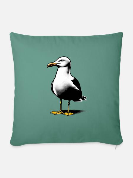 Möwe lacht | Lachmöwe - Sofakissenbezug 45 x 45 cm - Tanngrün