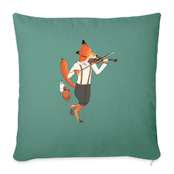 Der Fuchs geigt auf. Gefolgt von seinen Fans. - Sofakissenbezug 45 x 45 cm - Tanngrün - Vorne