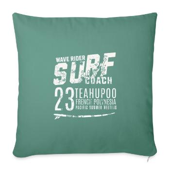 Surf coach wave rider Teahupoo Tahiti - Housse de coussin décorative 45 x 45 cm - vert sapin - Devant