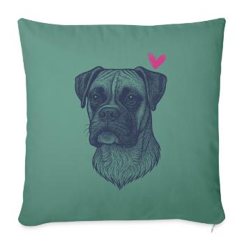 Boxeur – fort, loyal et toujours de bonne humeur - Housse de coussin décorative 45 x 45 cm - vert sapin - Devant