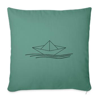 Paper Boat with Water Origami - Sofa pillowcase 17,3'' x 17,3'' (45 x 45 cm) - cypress green - Front