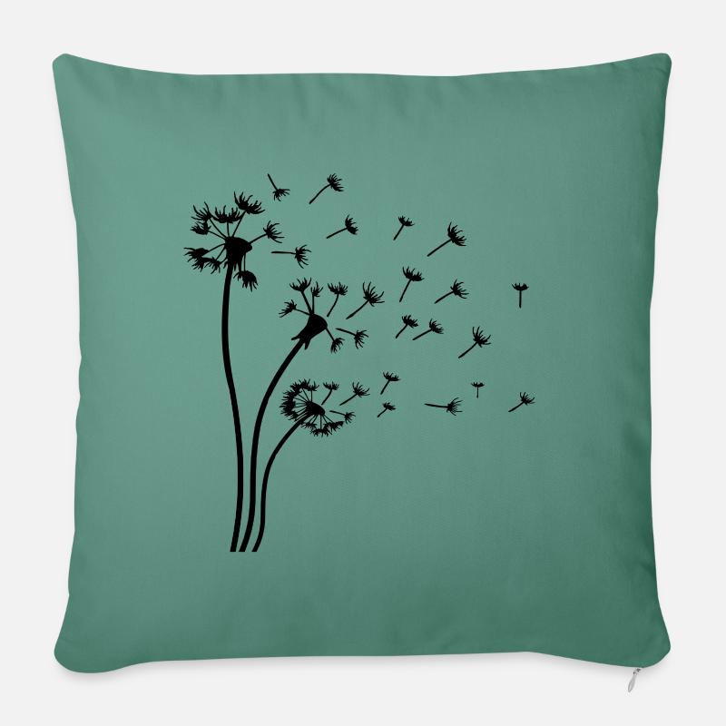 Pusteblumes Pouilles Parapluies volent l’été - Housse de coussin décorative 45 x 45 cm - vert sapin