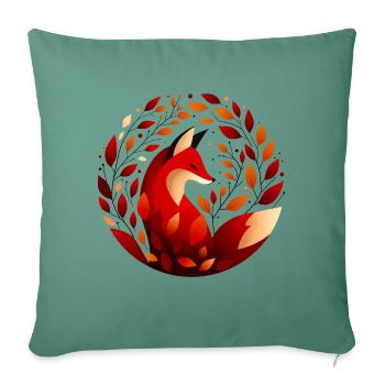 Fox and autumn leaves - Sofa pillowcase 17,3'' x 17,3'' (45 x 45 cm) - cypress green - Front