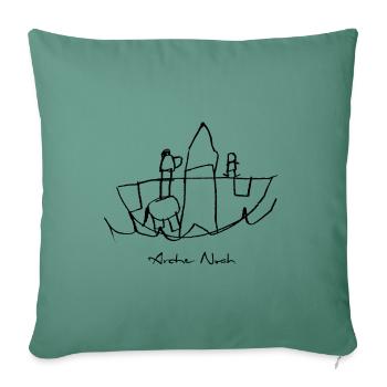 Arche Noah Kinderzeichung - Sofakissenbezug 45 x 45 cm - Tanngrün - Vorne