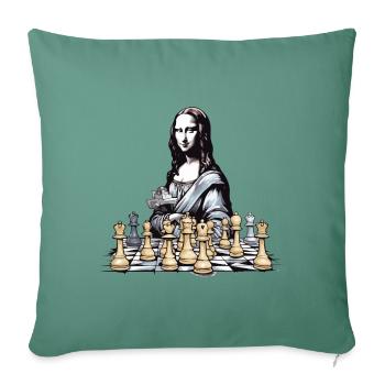 Mona at the No. 2 Chess Club - Sofa pillowcase 17,3'' x 17,3'' (45 x 45 cm) - cypress green - Front