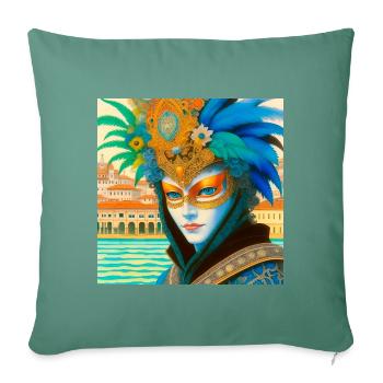 Fantastic person in mask at Venetian carnival - Sofa pillowcase 17,3'' x 17,3'' (45 x 45 cm) - cypress green - Front