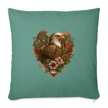 Eagle Heart Patriot Gift - Sofa pillowcase 17,3'' x 17,3'' (45 x 45 cm) - cypress green - Front