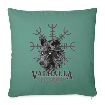 Rendez-vous dans le design Valhalla pour les fans de Viking - Housse de coussin décorative 45 x 45 cm - vert sapin - Devant