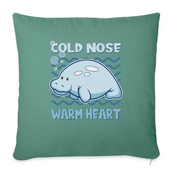 Nez froid Lamantin cœur chaud Seekuh - Housse de coussin décorative 45 x 45 cm - vert sapin - Devant