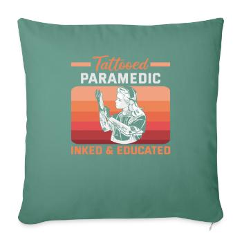 Ambulancier paramédical tatoué Encré et éduqué Sanitäter - Housse de coussin décorative 45 x 45 cm - vert sapin - Devant