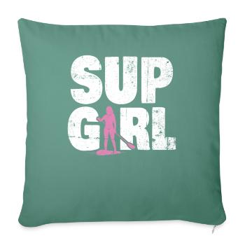 Sup Stand Up Paddle Design Sup Board Paddeln - Housse de coussin décorative 45 x 45 cm - vert sapin - Devant