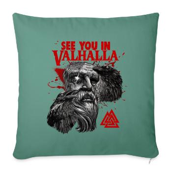 Sang Viking Odin et Corbeaux Culture Viking - Housse de coussin décorative 45 x 45 cm - vert sapin - Devant