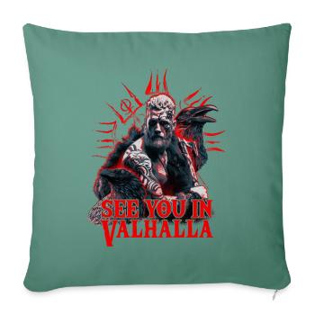 Sang Viking Odin et Corbeaux Culture Viking - Housse de coussin décorative 45 x 45 cm - vert sapin - Devant