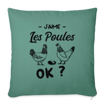 Mes Poules Je Les Aimes Cadeau Papa Maman Mamie !! - Housse de coussin décorative 45 x 45 cm - vert sapin - Devant