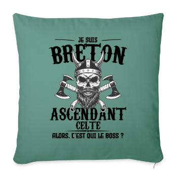 BRETON ascendant Breton la Bretagne !! - Housse de coussin décorative 45 x 45 cm - vert sapin - Devant