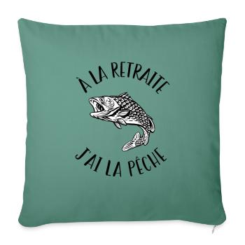 A la retraite j'ai la pêche - Housse de coussin décorative 45 x 45 cm - vert sapin - Devant