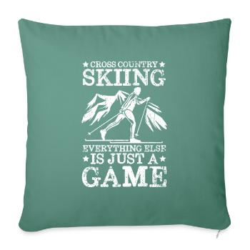 Skieurs de fond biathlon de fond - Housse de coussin décorative 45 x 45 cm - vert sapin - Devant
