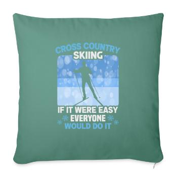Skieurs de fond biathlon de fond - Housse de coussin décorative 45 x 45 cm - vert sapin - Devant