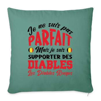 allez les diables Rouge. supporter Belgique !! - Housse de coussin décorative 45 x 45 cm - vert sapin - Devant