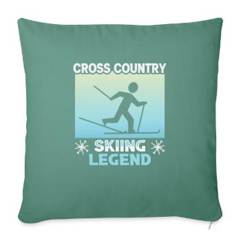 Skieurs de fond biathlon de fond - Housse de coussin décorative 45 x 45 cm - vert sapin - Devant