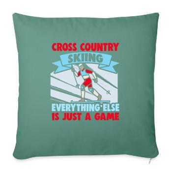 Skieurs de fond biathlon de fond - Housse de coussin décorative 45 x 45 cm - vert sapin - Devant