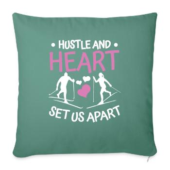 Skieurs de fond biathlon de fond - Housse de coussin décorative 45 x 45 cm - vert sapin - Devant