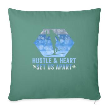 Skieurs de fond biathlon de fond - Housse de coussin décorative 45 x 45 cm - vert sapin - Devant